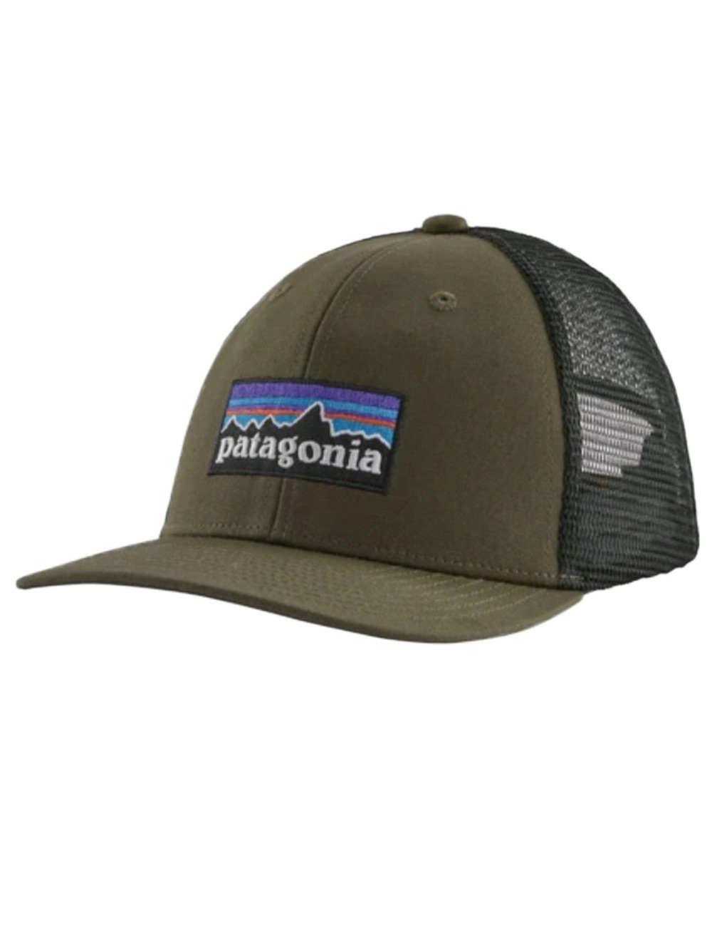 Patagonia Logo Faded Trucker Style Hat Cap Black Mesh Snapback Adjustable Back